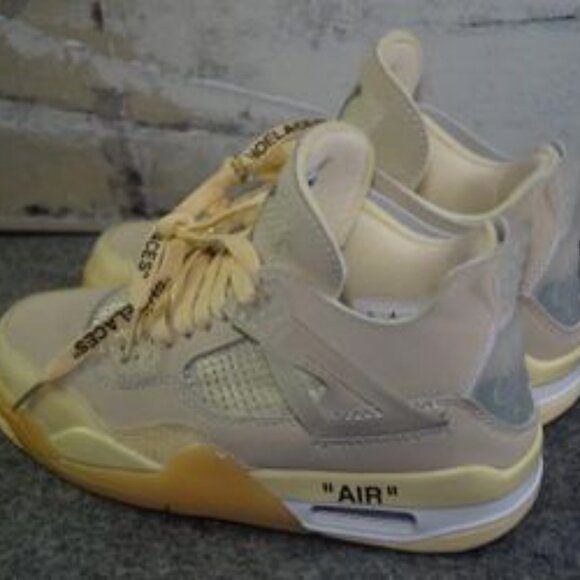 🔥 Off-White x Air Jordan 4 “Sail” Sz 5.5 – NEW (No Box/Zip Tie) 🔥 - Picture 2 of 7